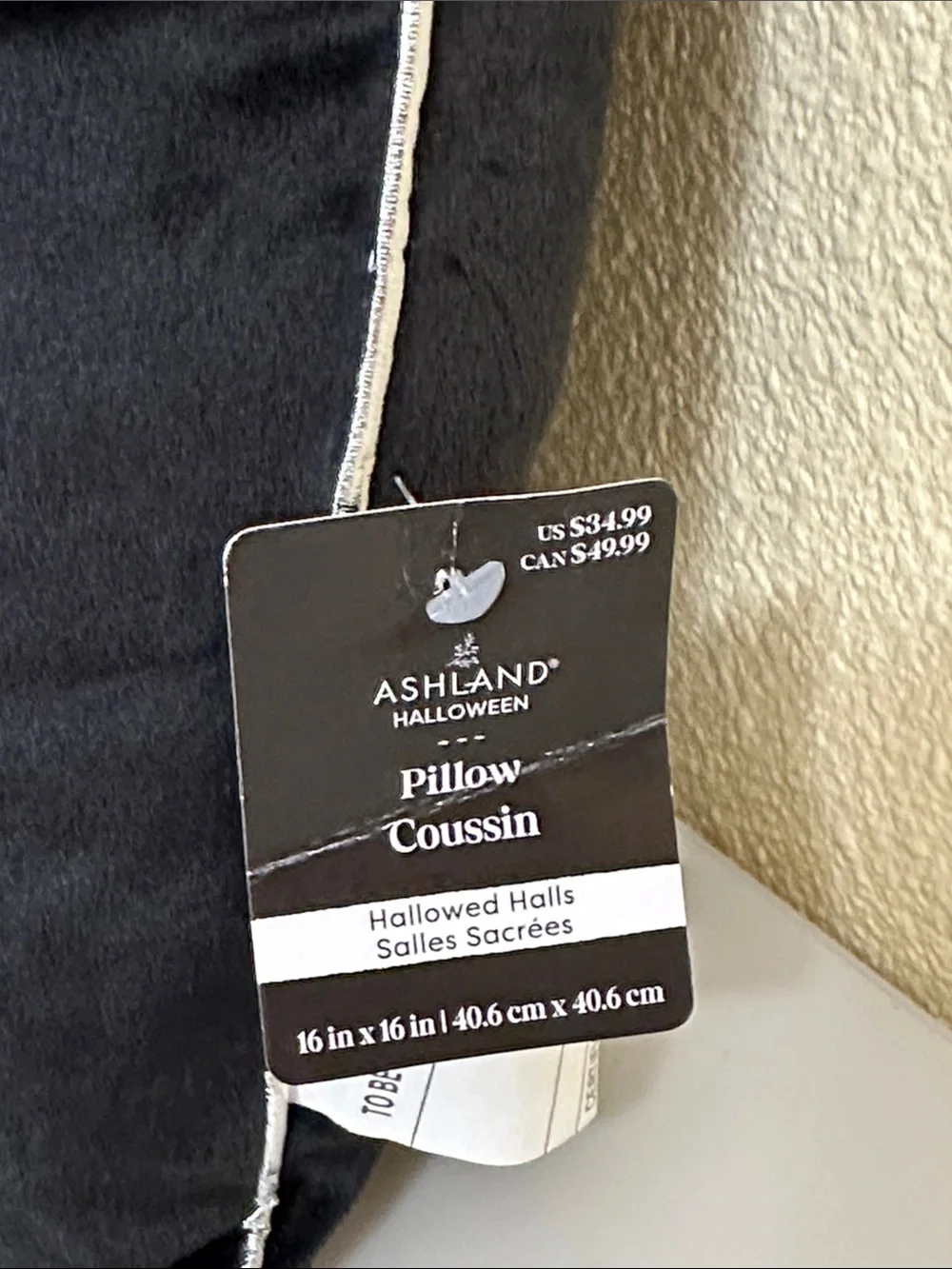 Ashland Black Halloween Raven and Floral Decorative Pillow